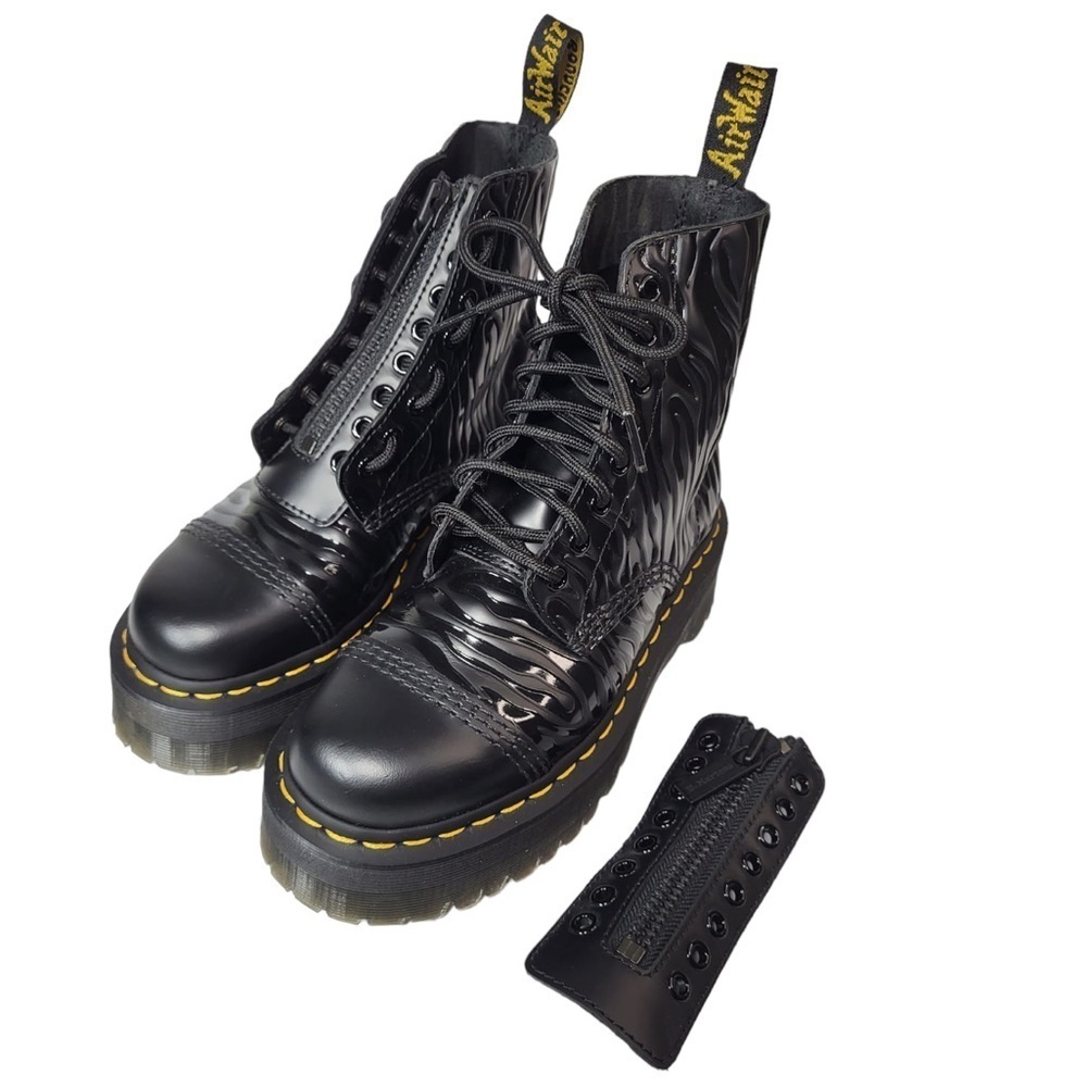 Dr. Martens Sinclair Platform Zebra Embossed Zip Up Lace Closure in Black - Picture 8 of 16